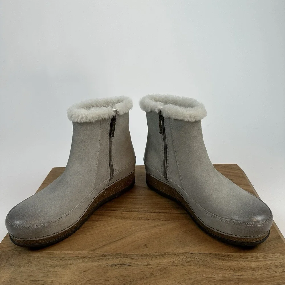 New Womens Dansko Mitzy Stone Burnished Suede Booties Boots‎ Size 39 8.5/9